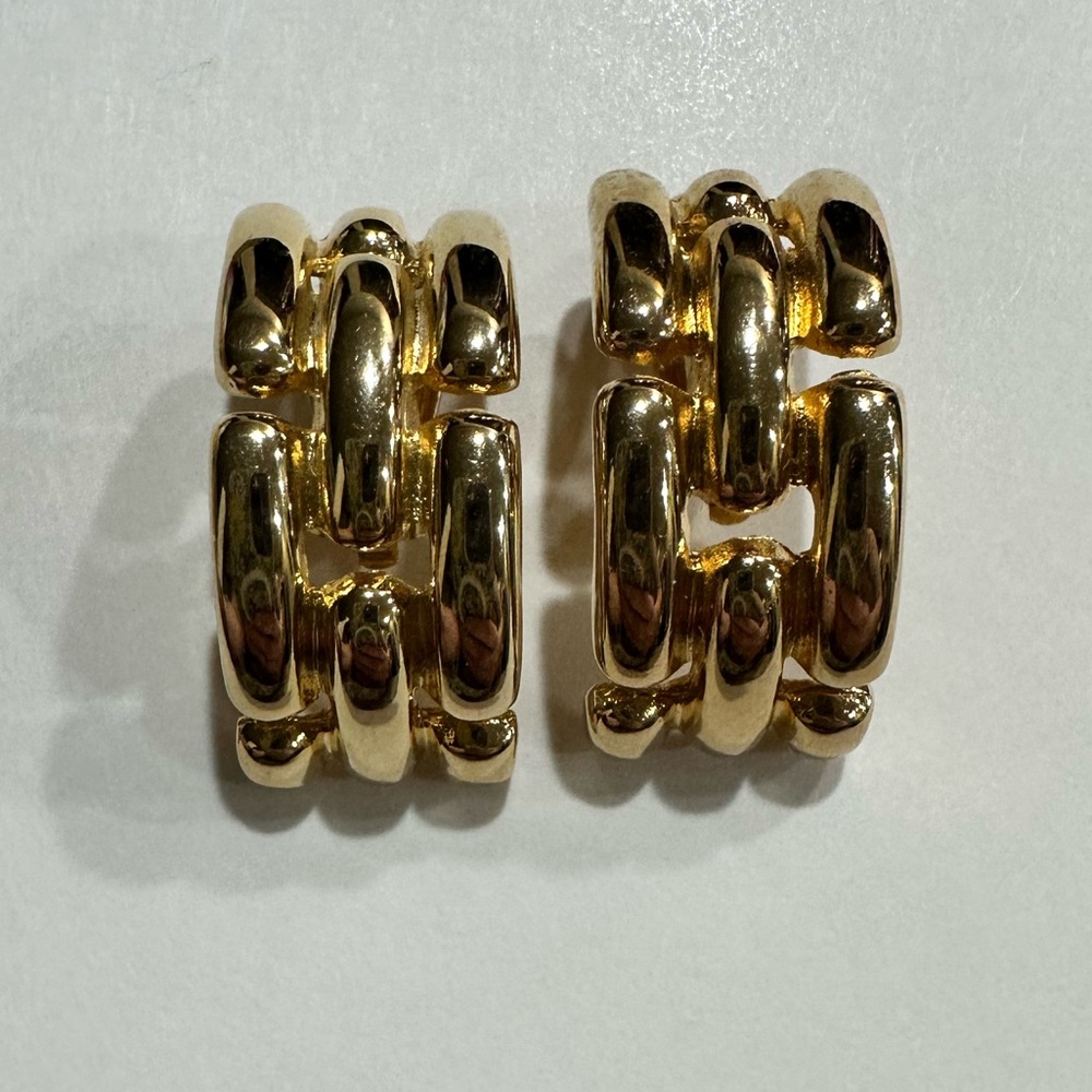Givenchy Paris Chunky Link Hoop Earrings Clip On Old Money Luxury coastal - Picture 1 of 4